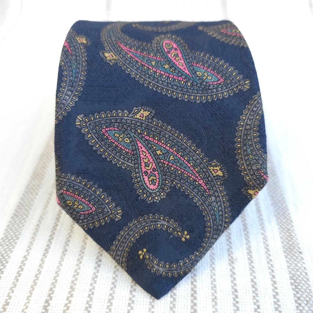 Robert Talbott Best Of Class Silk Tie Mens Blue Paisley Classic Vintage 90s USA